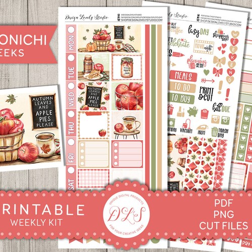Printable HOBONICHI Weeks Stickers Kit Floral Planner - Etsy