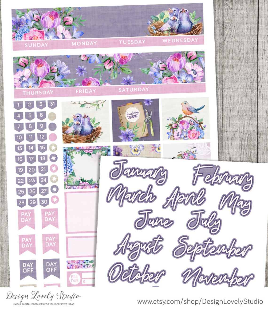 Erin Condren Monthly Kit Spring Planner Printables Monthly - Etsy Hong Kong