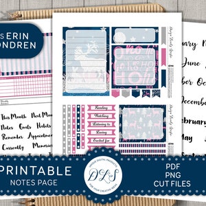 Afdrukbare JANUARI notities pagina stickers, december notities pagina stickers, Nieuwjaar planner stickers, erin Condren notities pagina, bestanden knippen, ECN195