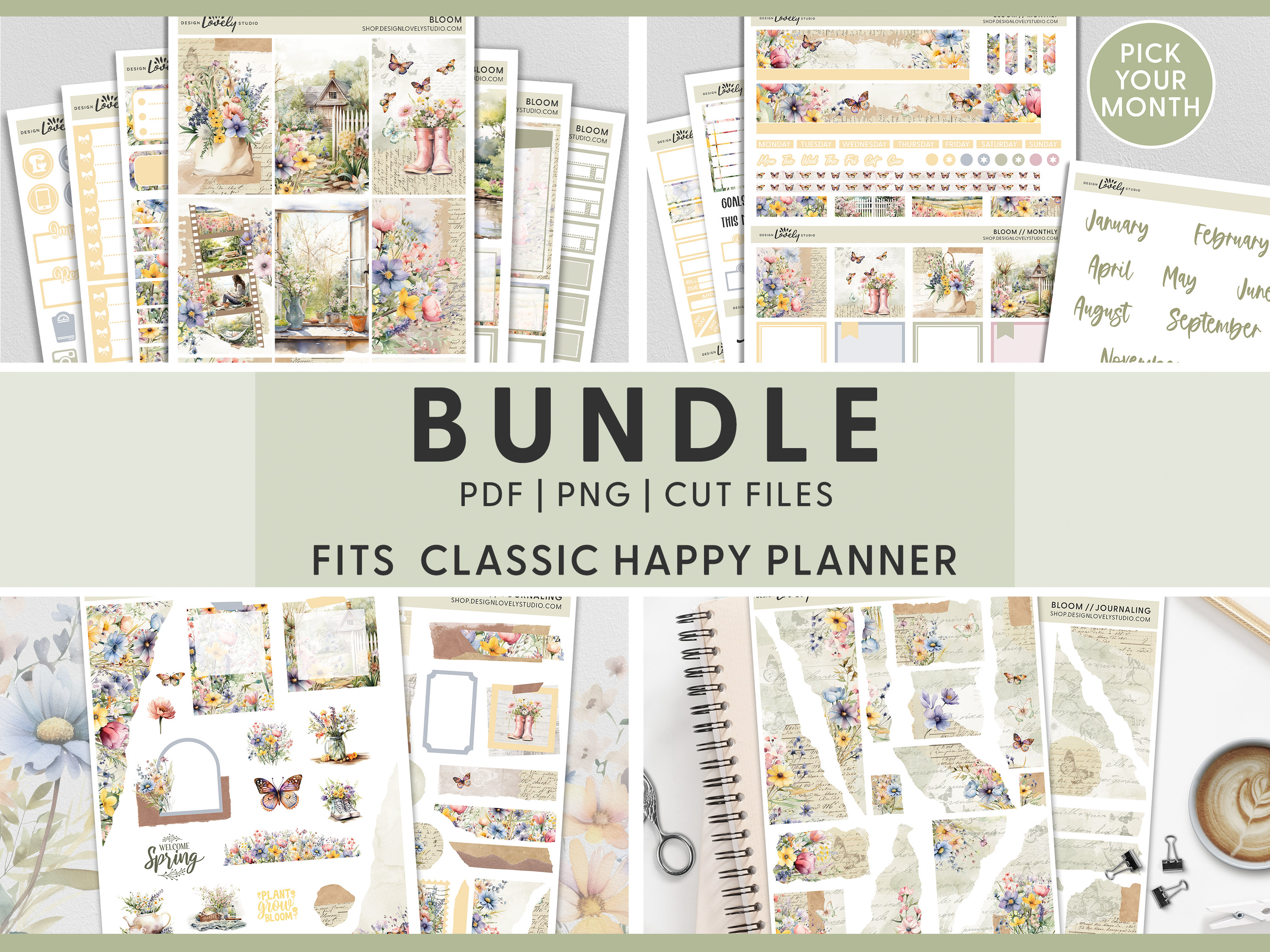 Floral Printable Planner Stickers Bundle, Spring Stickers, Summer ...