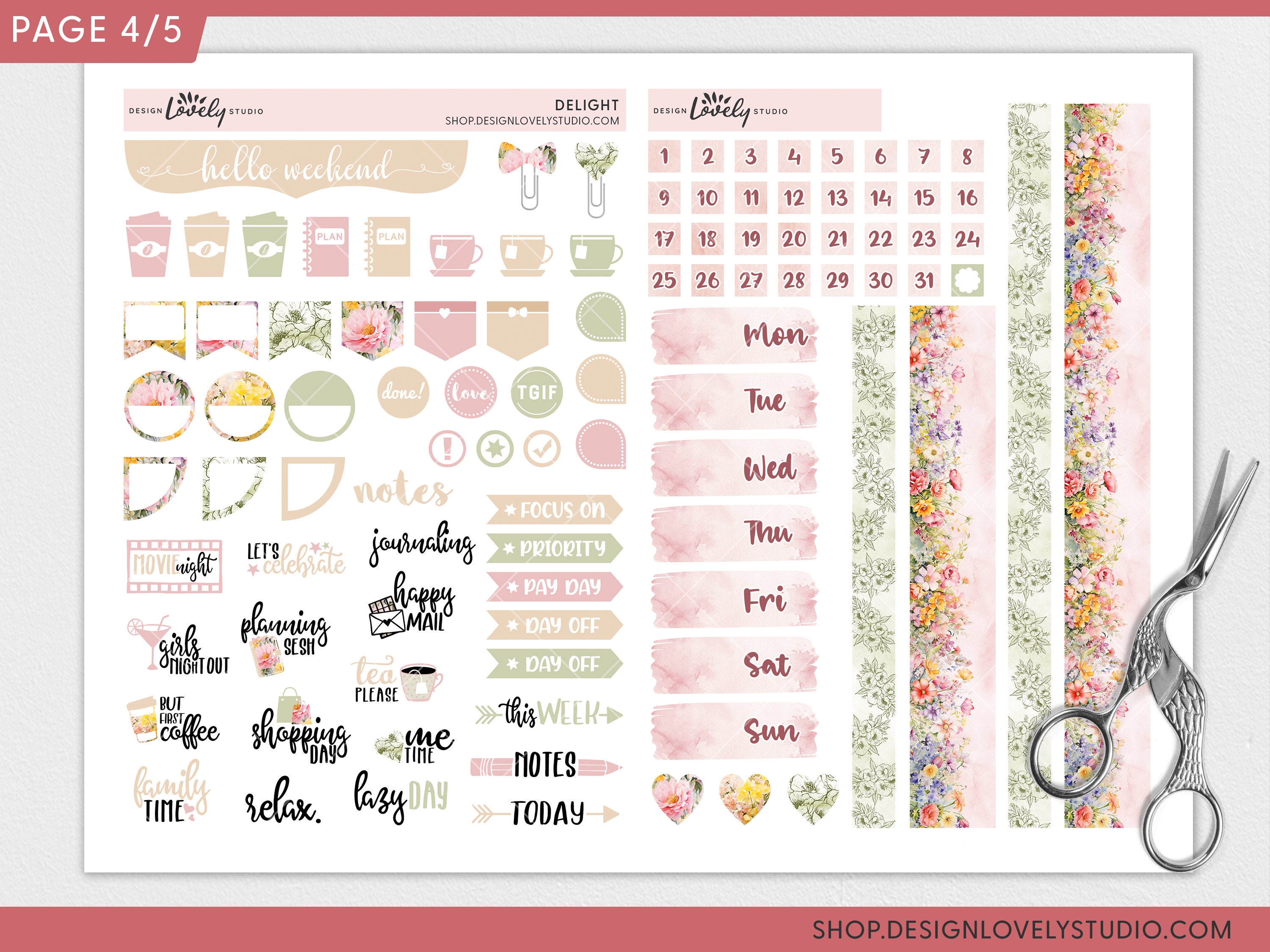 Printable Floral Planner Stickers, Summer Stickers, Spring Stickers ...