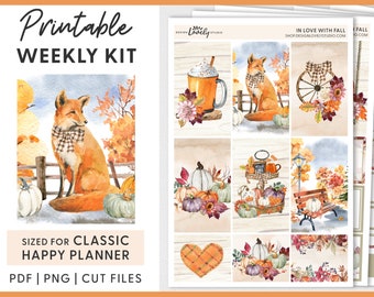 Happy Planner Printable Stickers, Fall Planner Stickers, Weekly Sticker Kit, Printable Planner Stickers, Autumn Planner Stickers, HP213