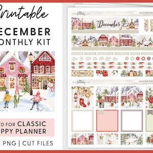 December Planner Stickers, Happy Planner Maandelijkse Sticker Kit, Kerst Planner Stickers, Afdrukbare Planner Stickers, Cut Files, HPMV210