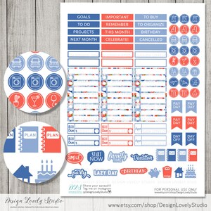 JULY Big Happy Planner Stickers Kit, JULY Printable Monthly Kit, 4th of ...