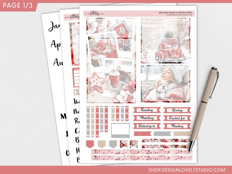 December Notes Decorations Christmas Market Printable Planner Stickers, December Notes Page Kit ...