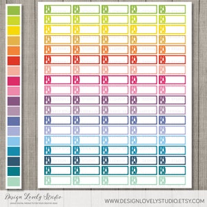 May include: A sheet of 48 colorful stickers with a white outline and a small bottle icon in the center. The stickers are arranged in 8 rows of 6 stickers each. The colors of the stickers are green, yellow, orange, red, pink, purple, blue, and teal.