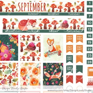 September Mini Planner Stickers, September Monthly Stickers Kit, Fall ...