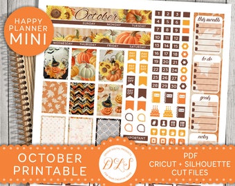 Printable OCTOBER Monthly Stickers Kit Big Happy Planner - Etsy
