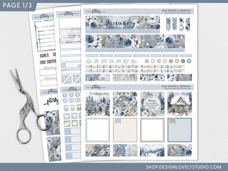 January Text Sticker Printable January Monthly Sticker Kit, New Year Planner Stickers ...