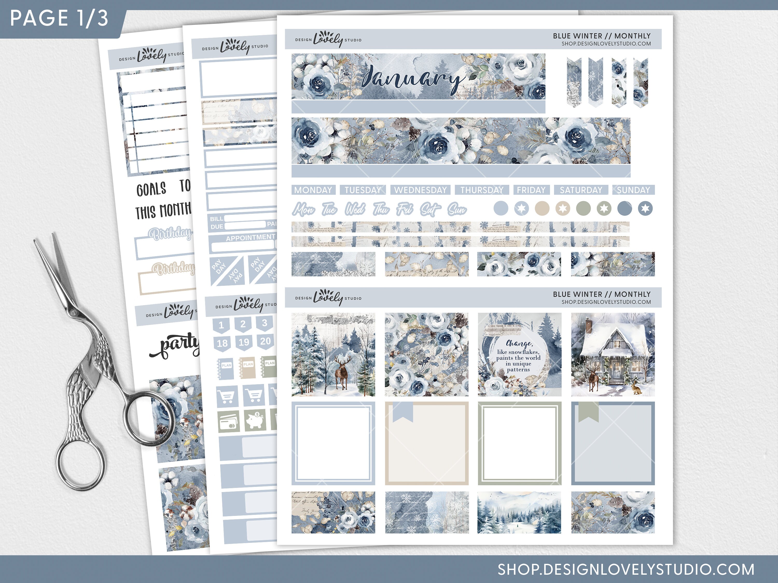 Printable January Monthly Sticker Kit, New Year Planner Stickers ...
