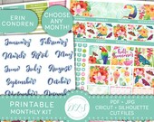 Monthly Kit, Monthly Planner Printable Stickers, Monthly Printable Kit for Erin Condren, Monthly View Kit, ECLP Monthly View, ECE105