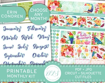 Printable Monthly Planner Stickers Erin Condren Monthly Kit | Etsy