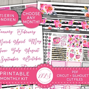 Printable Monthly Planner Stickers, Erin Condren Monthly Planner Kit ...