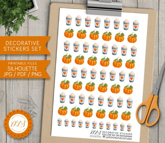 Pumpkin Spice Stickers, Fall Coffee Stickers, Pumpkin Spice Latte Planner Stickers, Coffee Planner Stickers, Autumn Stickers, DS113