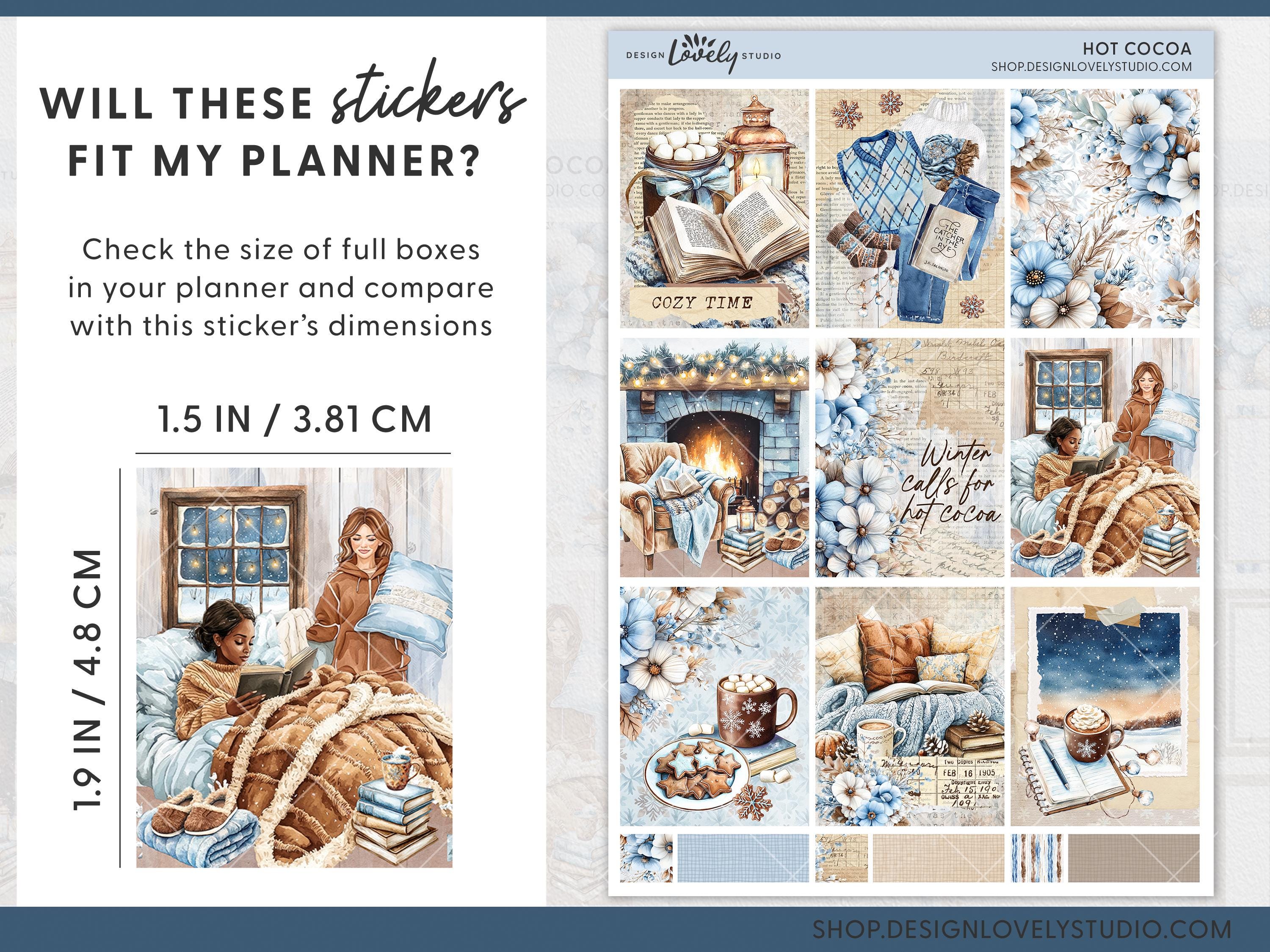 Hot Cocoa Printable Planner Stickers, Winter Weekly Planner Kit for ...