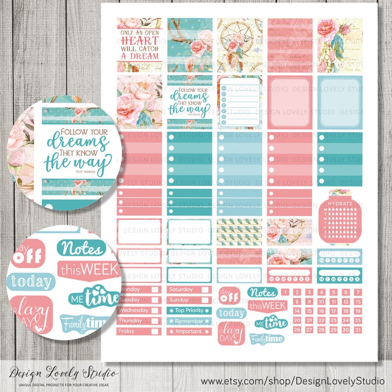 Printable Mini Happy Planner Stickers Boho Planner Stickers - Etsy