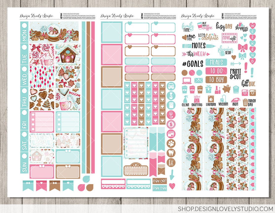 Printable CHRISTMAS Planner Stickers Kit, Hobonichi Weeks Planner ...