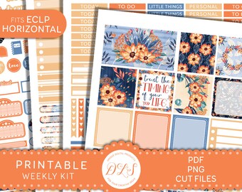 Druckbare HORIZONTAL Sticker, Floral Sticker Kit, Herbst Sticker, wöchentliche Sticker, für Erin Condren, HS171