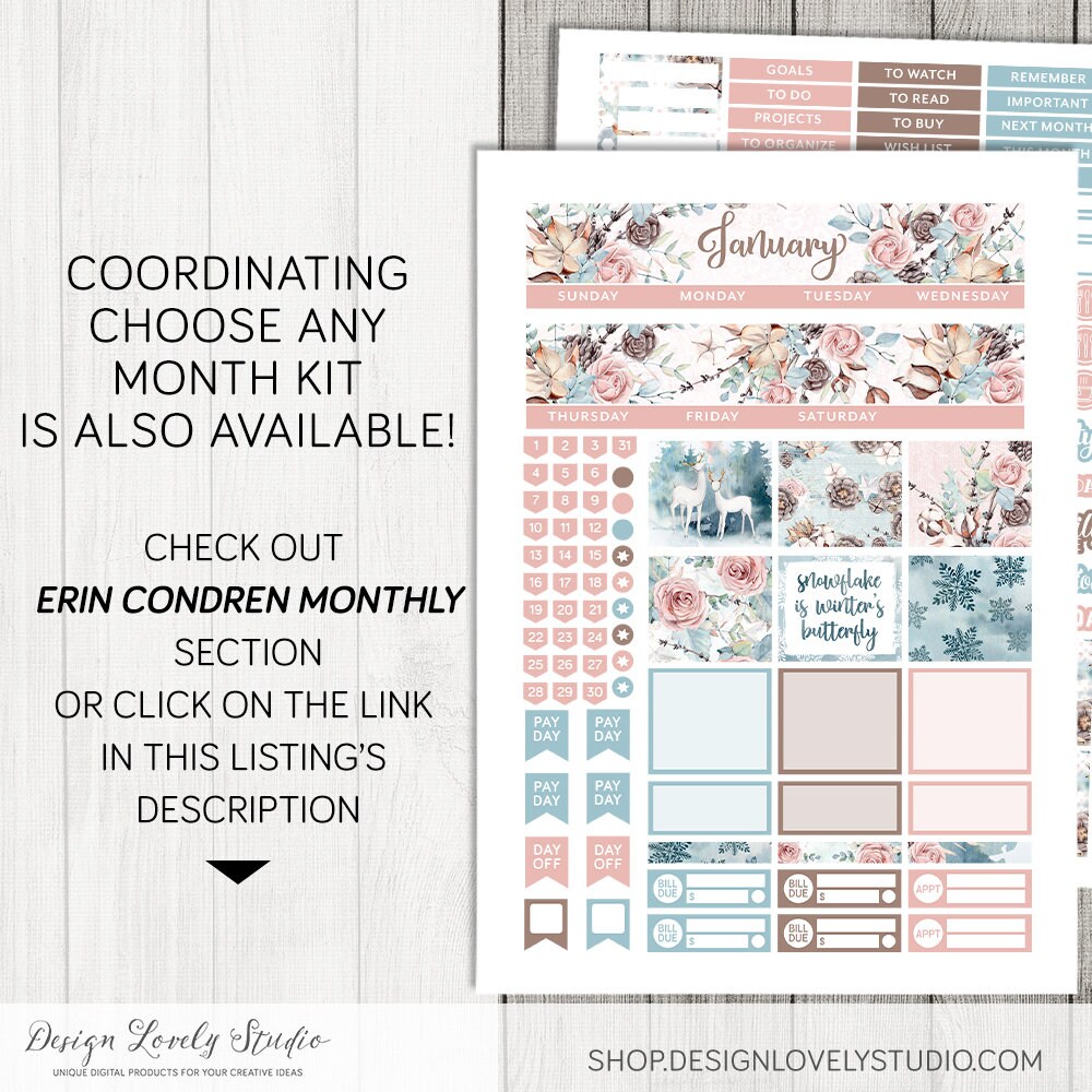 Printable JANUARY Notes Page Stickers, January Planner Kit, New Year ...