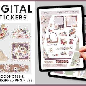 Adesivos de planejador digital, adesivos de diário digital, adesivos Goodnotes, adesivos florais, kit de boas notas, adesivos estéticos, DJ115