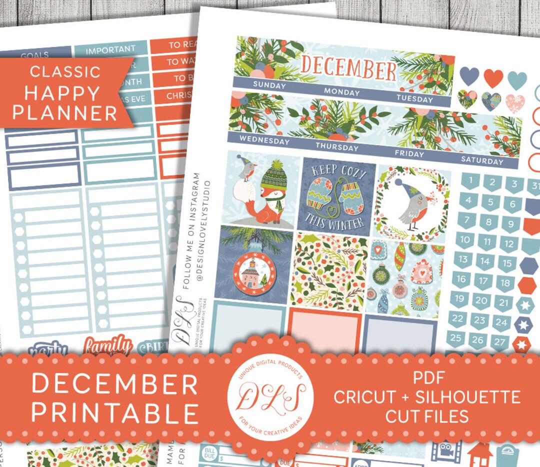 Happy Planner December Monthly Kit, Happy Planner December Printable ...