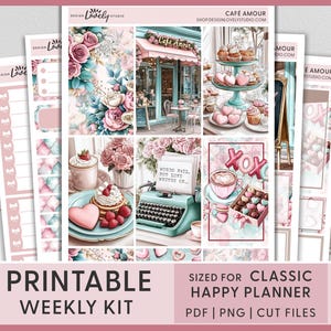 Pegatinas para planificador de San Valentín, kit de planificador de San Valentín, kit semanal de febrero, pegatinas de amor, pegatinas imprimibles de planificador feliz, HP269