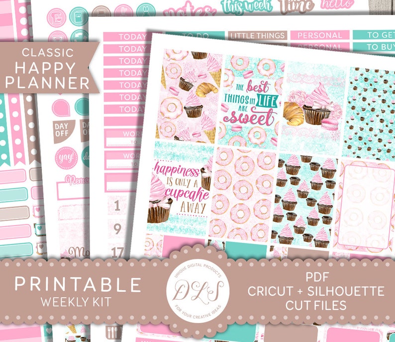 printable happy planner weekly stickers kit bakery planner etsy