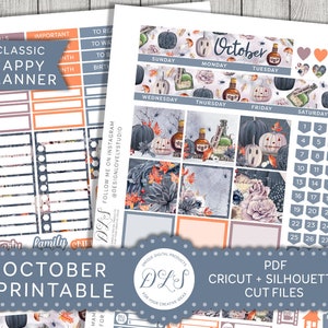 Printable October Stickers Kit, Happy Planner October Monthly Kit, Halloween Planner Printables, Halloween Planner Kit, Cut File, HPMV148