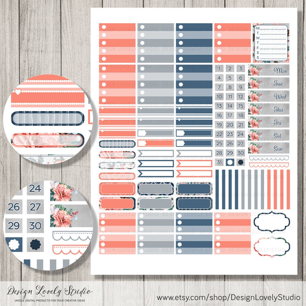 Printable Horizontal Planner Stickers Winter Weekly Planner | Etsy