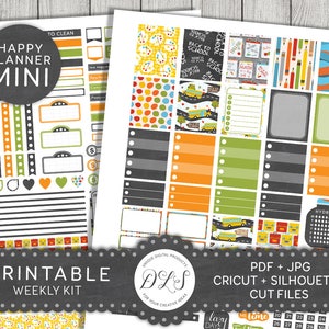 Back to School Printable Stickers, Back to School Planner Kit, Mini Happy Planner Stickers Kit, Happy Planner Weekly Kit, Printable, MW118