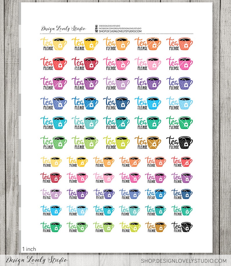 TEA PLEASE Planner Stickers, Printable Tea Planner Stickers, Tea Cup ...