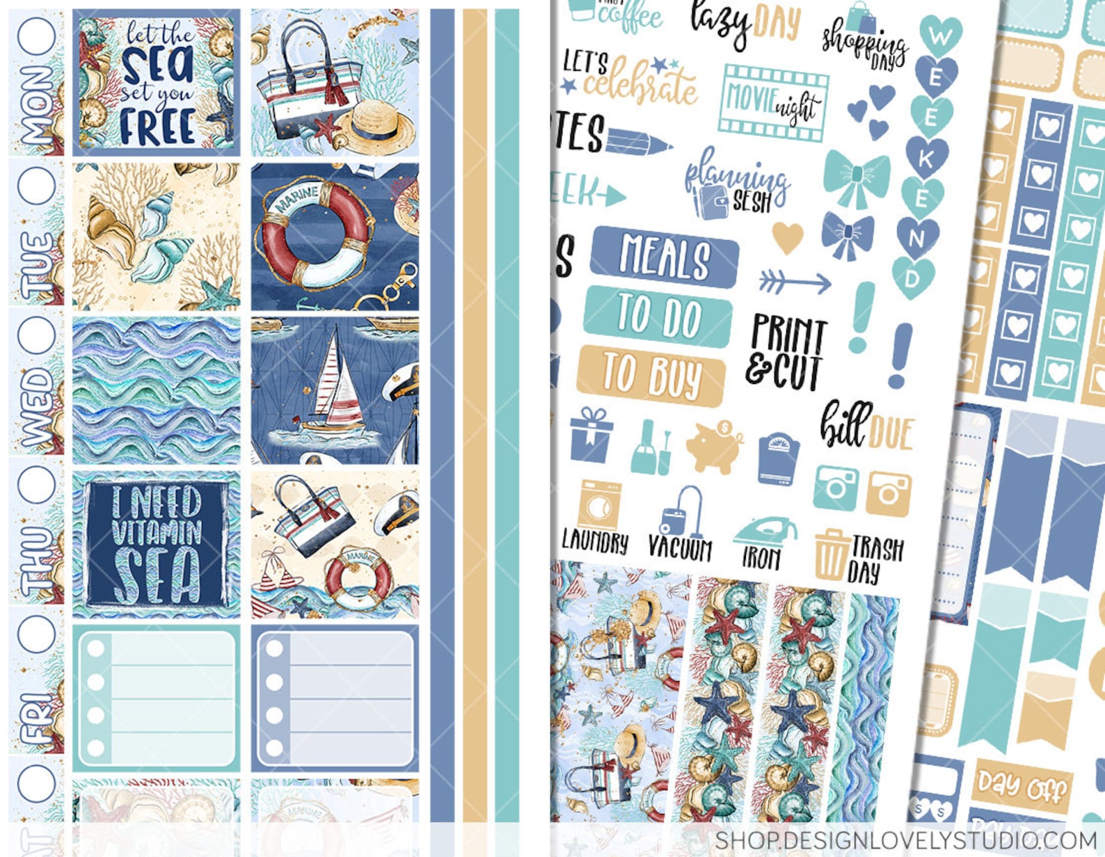 Printable Hobonichi Weeks Stickers Beach Day Planner - Etsy