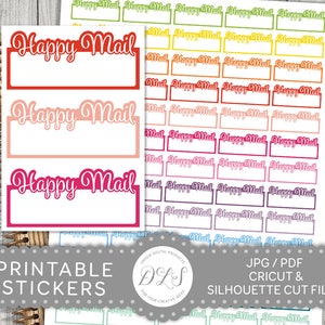 Happy Mail Planner Stickers, Printable Happy Mail Stickers, Happy Mail Box Stickers, Happy Mail Label Stickers, including Cut Files, FS136