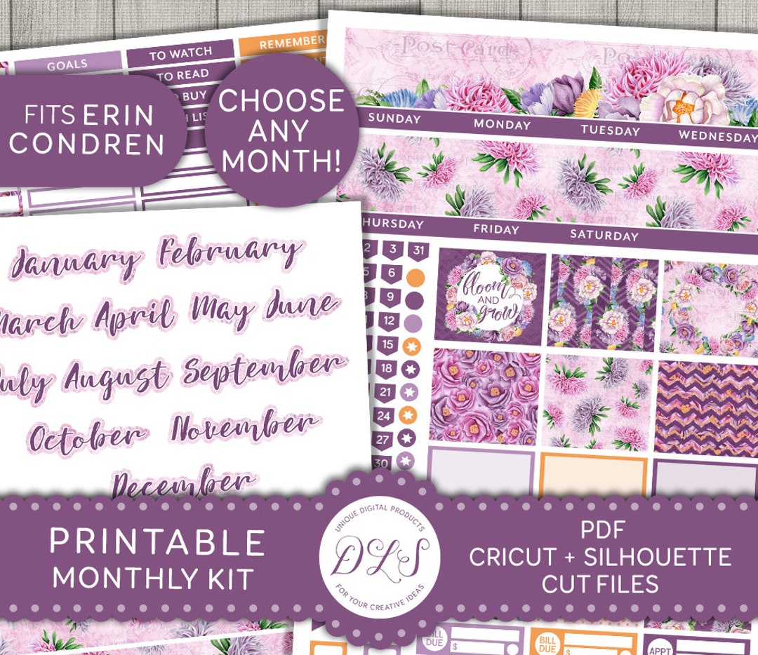 Printable Monthly Planner Stickers, Monthly Stickers Printable, for ...