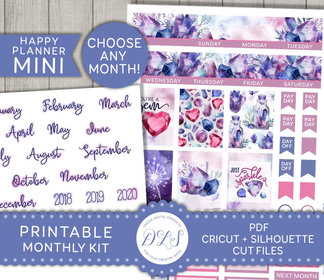 Printable Mini Happy Planner Monthly Kit, Mini Happy Planner Monthly ...