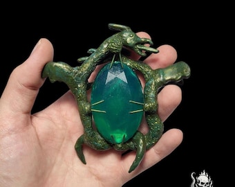 Monster Squad inspired handmade resin amulet sculpture - (Green Jewel version)