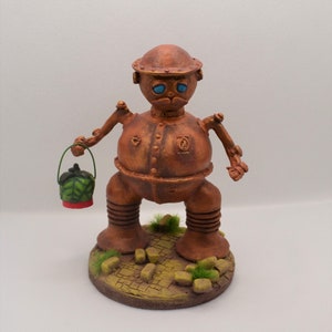 Tik-Tok of Oz handmade resin sculpture with yellow brick road base - traditionally sculpted and crafted figurine
