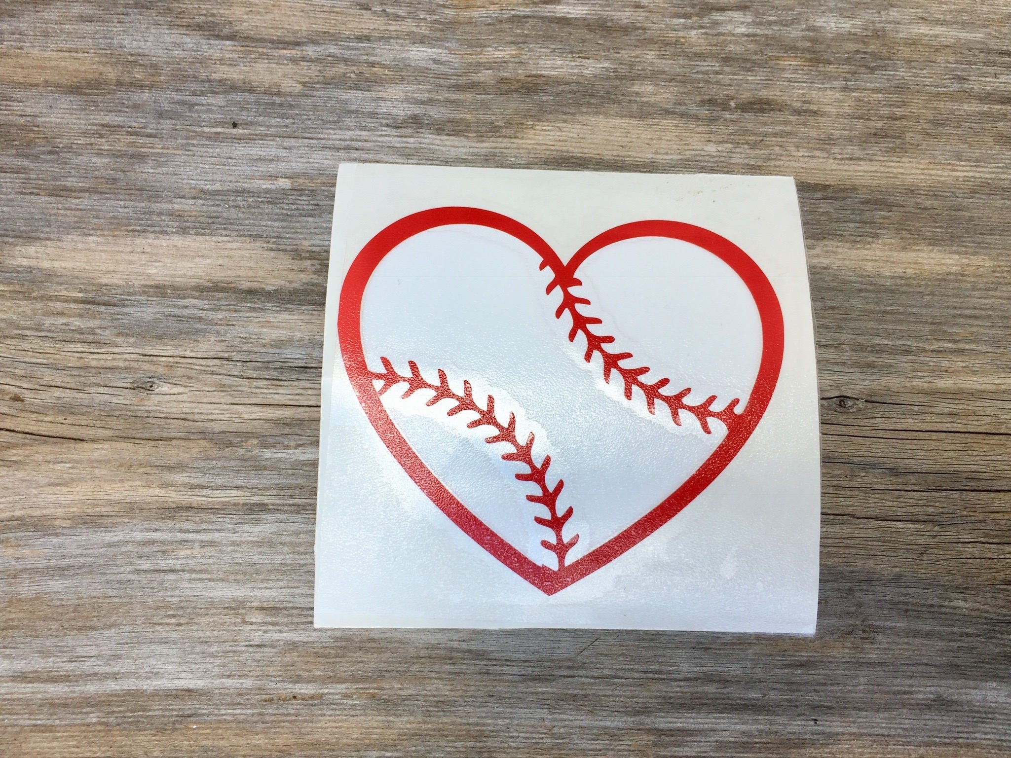 Softball heart decal baseball heart decal permanent vinyl Etsy