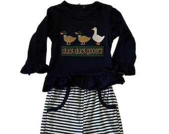 The cutest Duck Duck Goose play outfit for Toddler Girls.