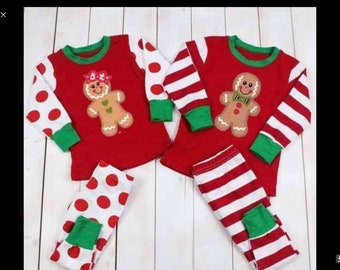 Red and White Stripe Sweet Dreams Christmas Night Gown With Santa Embroidery