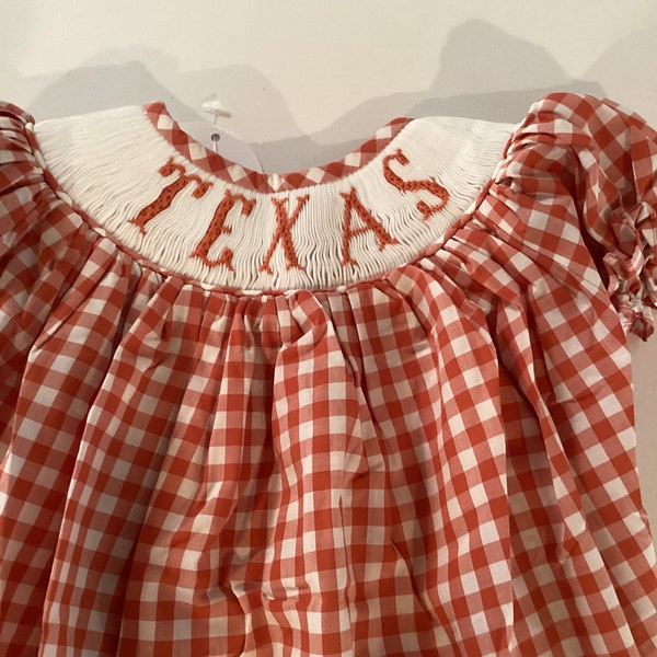 Collegiate/Texas/Football/ Longhorns / University of Texas hand smocked bishop dress for Toddlers.I Have More on their way!!