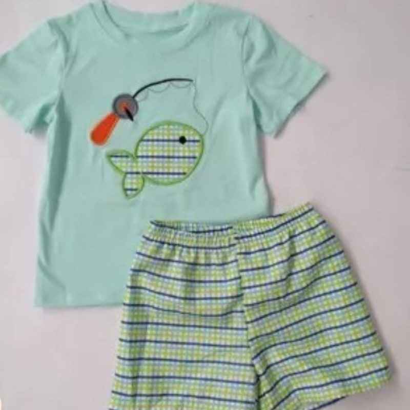 Puppy & Sandcastle Appliqué Short Set for Boys - Ships in May 2026 main image 1