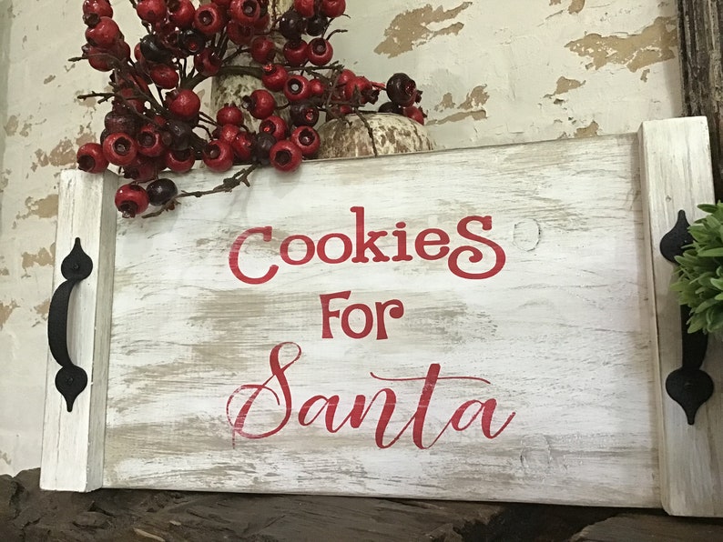 Handpainted Tray tray with handles Cookies for Santa Cookies for Santa Tray Christmas Tray