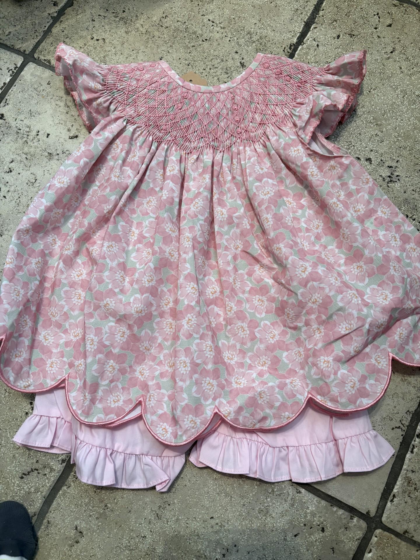 Smocking Set This Precious Hand-smocked Short Set Features Delicate Pink Rose ...