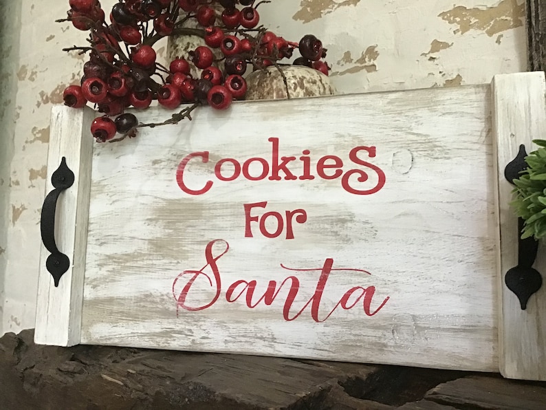 Handpainted Tray tray with handles Cookies for Santa Cookies for Santa Tray Christmas Tray