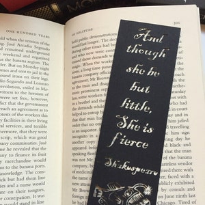 Bookmark | Shakespeare | Black | Book mark | Reading | 400gsm card | Words | Page holder | Quote | Book Quotes | Bookmarks | Phrase | Quotes