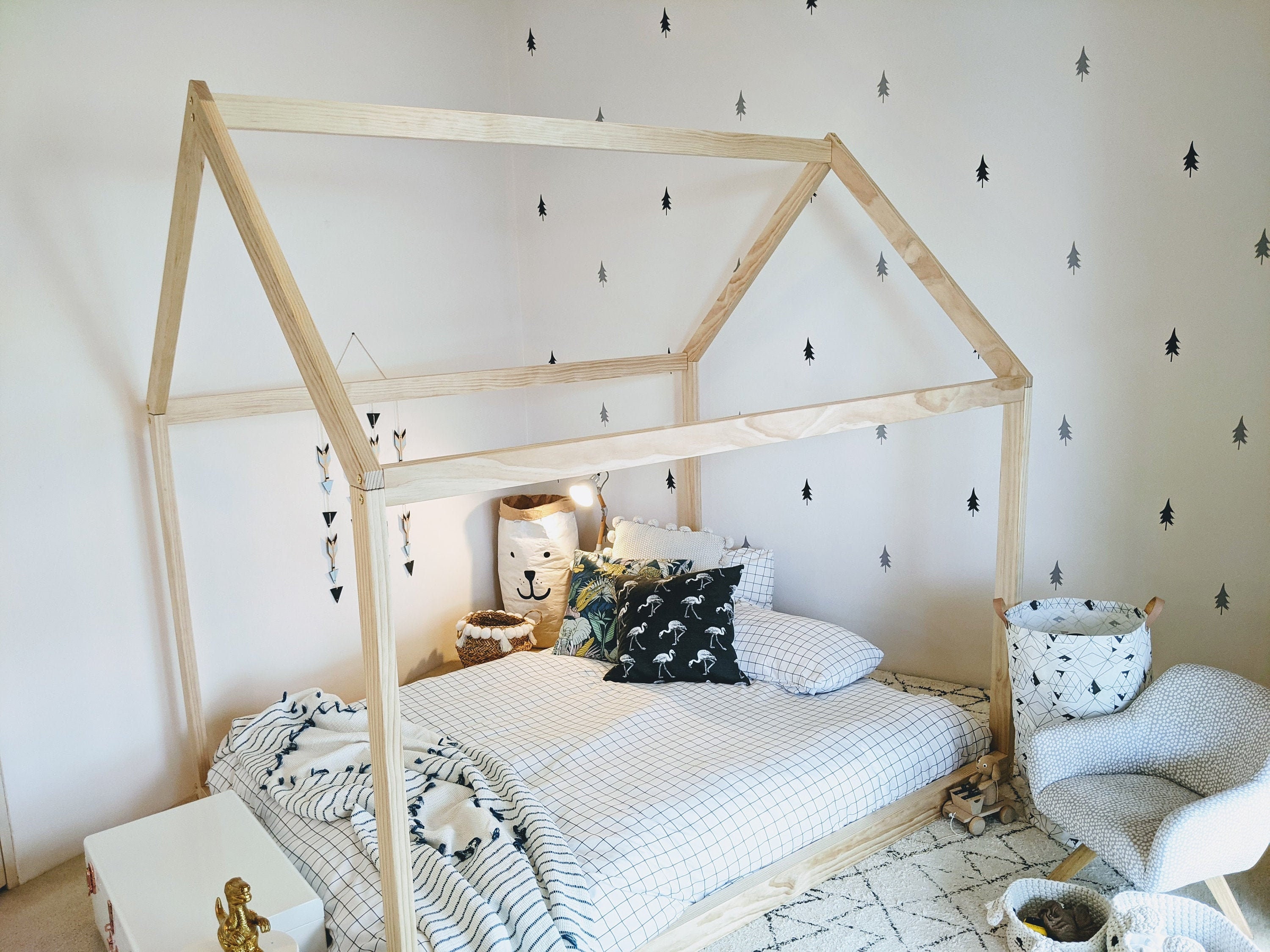 Premium Montessori Toddler House Bed Frame Double King Etsy
