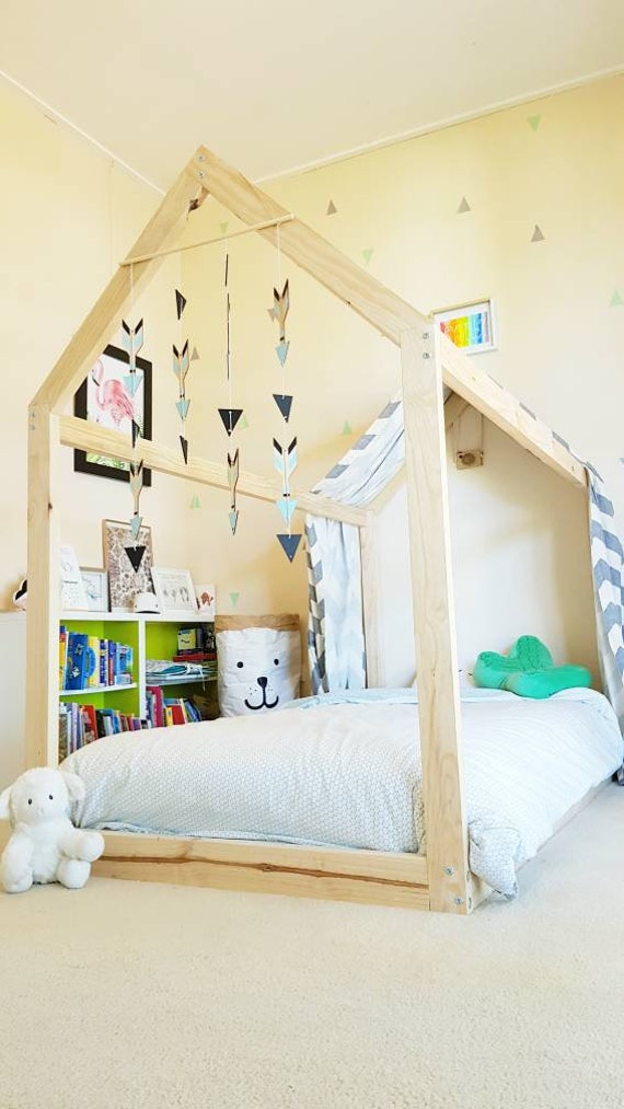 kids single house bed