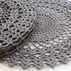Handmade crocheted grey color doily, table mat kitchen placemat for home accessories, gray doilies