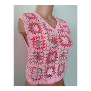 Sweater Vest, Crochet Sweater, Granny Square Top, Patchwork Sweater, Granny Square vest